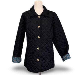 C. Wonder Black Quilted Jacket gold buttons woman’s sz L